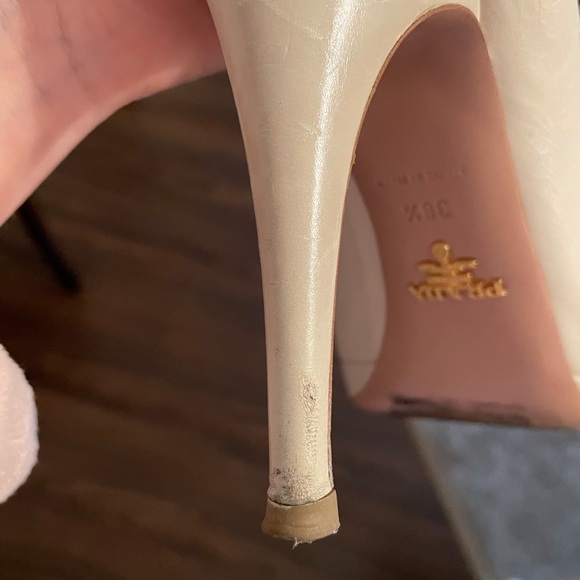 Prada Women High Heel open toes platform shoes in color Talco Sabbia Size 38.5 - Picture 7 of 15